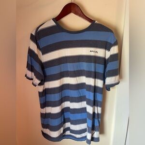 Rip Curl Blue and White Short Sleeve Tee. Large